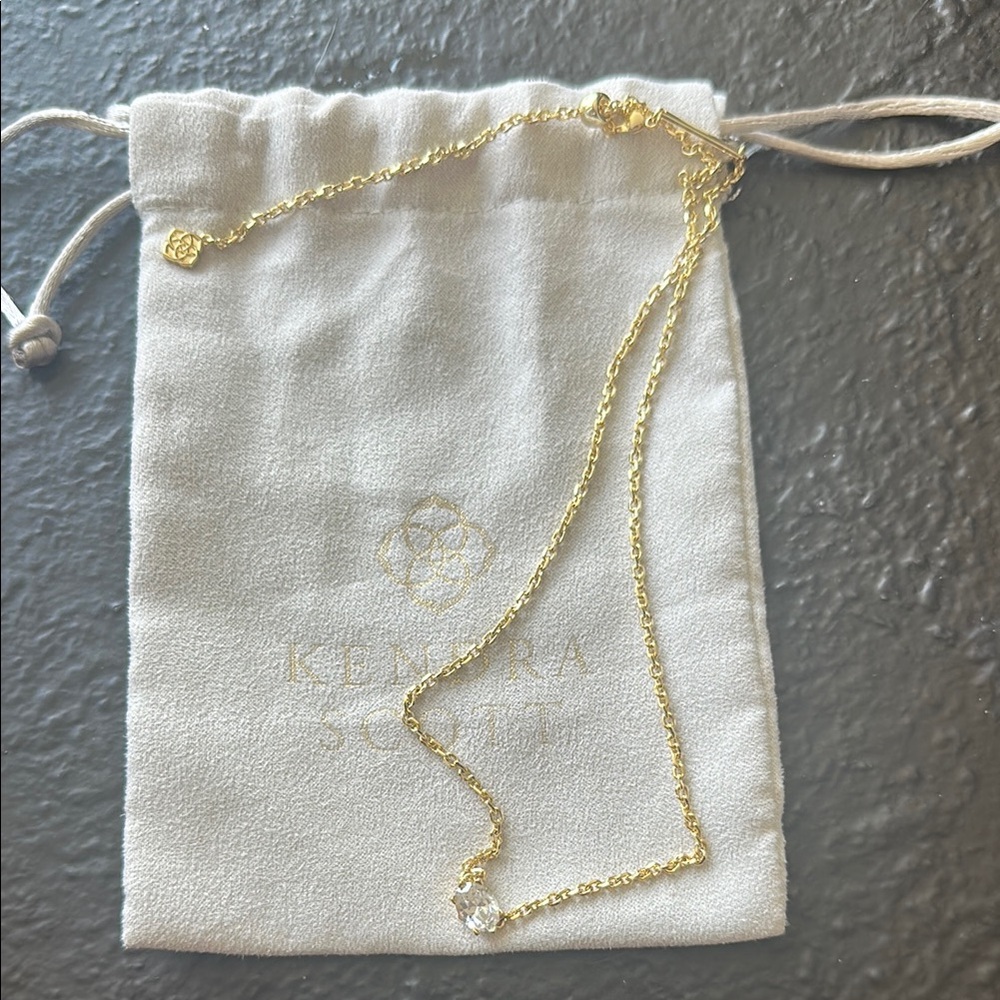 Kendra Scott Gold Chain with Clear Gemstone
